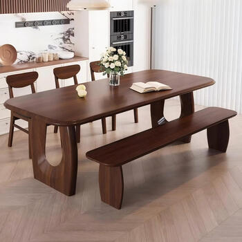 Abaol french mid-century style solid wood dining table rectangular home dining table and chair combination living room creative dining desk integrated log pine 140*70*75 single table