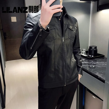Lilan 2025 new winter style velvet thickened warm leather jacket men's leather jacket lapel casual loose jacket men's winter wear black velvet nw142-a5901 14xl (175)