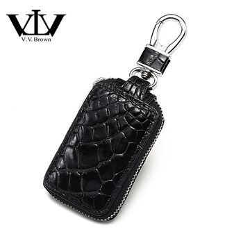 V.v.brown crocodile leather car key bag multifunctional waist bag square