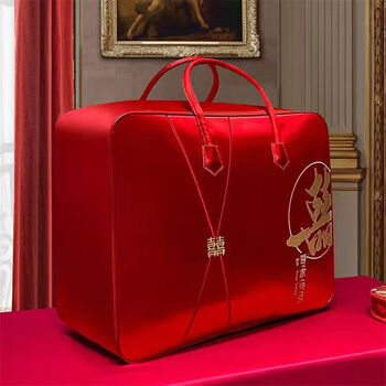 Wedding wedding bag, quilt storage bag, dowry clothing storage bag, moving packing bag, luggage bag, medium size 3-4 pounds, 4 pieces, dragon and phoenix, advanced craftsmanship, 10,000-needle embroidery style