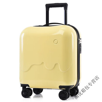 Ye yu men's and women's luggage suitcase with cup holder, wheeled password box, large capacity trolley suitcase, 18-inch yellow