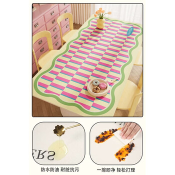 Yusenyi pink love tablecloth no-wash anti-scalding coffee table desktop protection mat rectangular dining table mat waterproof and oil-proof j light orange 85x140cm
