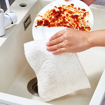 Sungsa bamboo fiber dish towel non-stick oil wet and dry cleaning rag dish cloth absorbs water and does not shed lint cleaning towel 1 pack