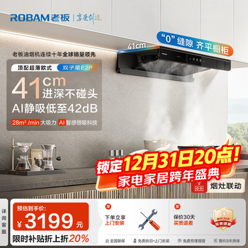 Boss (robam) gemini e2p range hood european-style top smoking stove linked dual-chamber frequency conversion 28 air volume household large suction smart range hood 66d5-e2 trade-in