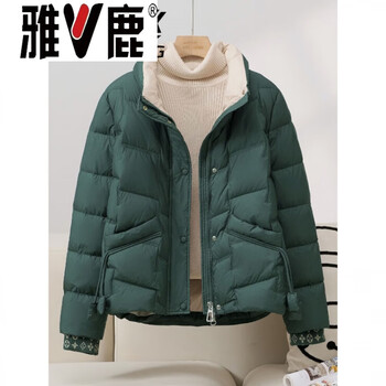 Yalu 90 white duck down light thin down jacket women's short 2026 autumn and winter new middle-aged and elderly moms fashionable style jacket dark green (90% white duck down free shipping insurance) l (90) (115-130 catties)