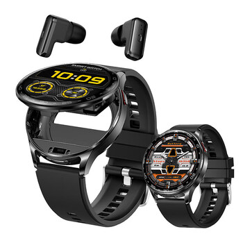 Chongdai built-in tws dual bluetooth earphones hands-free calling and listening to music smart watch two-in-one sports waterproof bracelet for men and women high-quality dual earphones multi-function watch-black tape