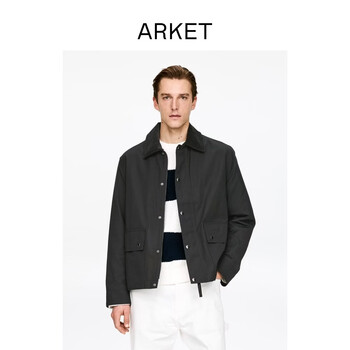 Arket men's nylon cotton blended oil wax corduroy collar jacket black spring new 1326628001 black s 170/92a