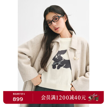 S eifini s eifini horn button woolen coat sheep wool camel velvet mulberry silk coat for women 2024 autumn and winter new style beige l 120-135 catties, length 100.5cm