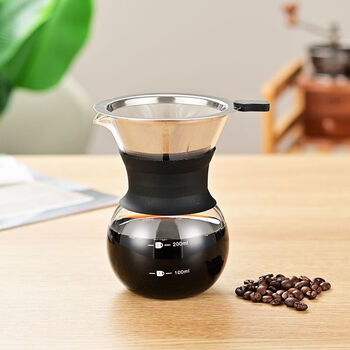 Shantou lincun hand-brewed coffee pot high temperature resistant drip coffee pot household drip sharing pot silicone anti-scalding coffee pot 200ml with filter