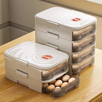 Sungsa egg storage box for refrigerator, food-grade crisper, rolling egg tray, slide drawer, kitchen egg storage device, white layer, about 21 pieces, automatic replenishment