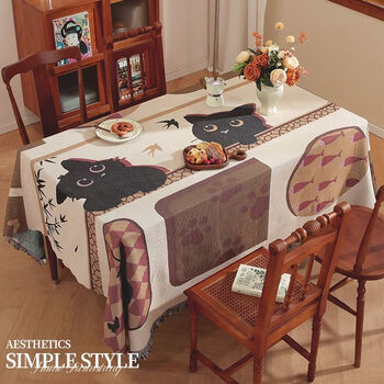 Mufan (mufan) tablecloth cartoon atmosphere dining table mat fabric coffee table cover multifunctional ins style picnic mat tabletop protective mat tablecloth - good luck multifunctional cover 180*180cm