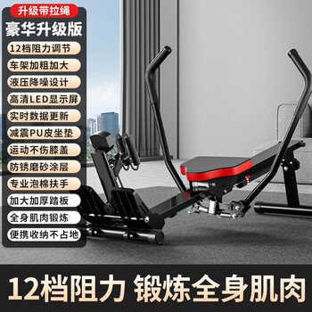 Household painting rowing machine liquid resistance wind resistance dual mode german quality two-way motion muscle precision paddle belt combination star high configuration丨12 levels of resistance丨thick steel