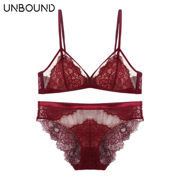 Six rabbitt high-end brand bra set for the year of birth sexy lace bride red french underwear women's underwear triangle cup burgundy set (bra + underwear) l (recommended 75c/80a/80b)