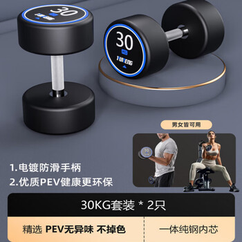 Renxian dumbbells for men's fitness home dormitory for girls and teenagers electroplated pure steel solid cast iron 5/10/20kg pair 30kg*2 recommended by masters for strength training selected high-quality pev does not fade and has no odor