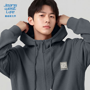 Jeanswest life jeans west spring new men's sweatshirt jacket men's 2026 new casual cardigan couple style hooded top