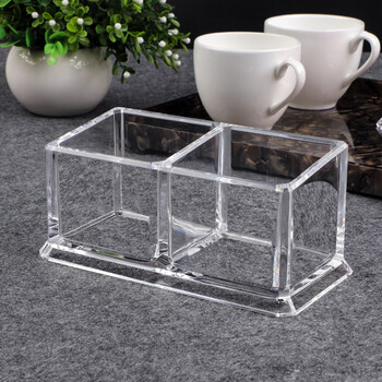 Yusenyi tea bag storage box tea desktop milk tea shop placement rack transparent sugar bag compartment double compartment with small compartment