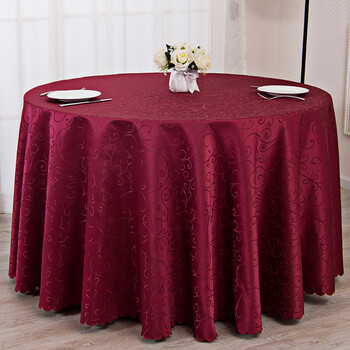 Beyzk hotel tablecloth european style restaurant hotel large round table tablecloth square table tablecloth round tablecloth home customization burgundy crochet round 2.4 meters