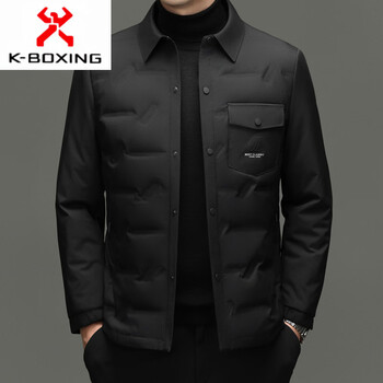 Kbxng men's light lapel down jacket casual jacket winter middle-aged dad's business versatile down jacket black m 170