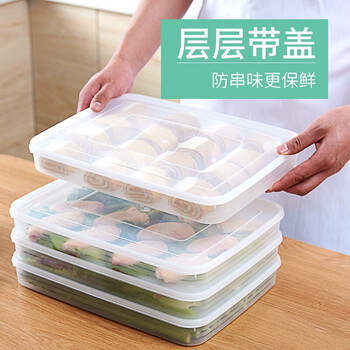He jiagong rihe sheng tang dumpling box household multi-layer quick-frozen dumpling tray chaos twister for freezing frozen wontons large size - transparent 4 layers 4 lids 4 layers