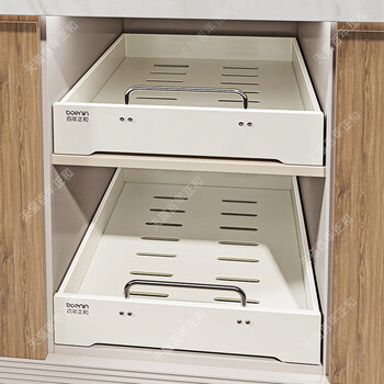 Tuojin german imported high-quality integrated cabinet drawer storage rack under the sink pull basket for seasoning tableware storage box deep regular 43cm deep small 20cm wide - elegant white