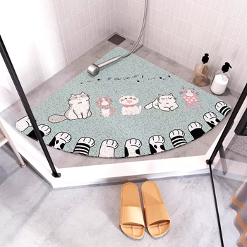 Yusenyi silk circle bathroom floor mat fan-shaped shower room hollow anti-fall foot mat bathroom door non-slip carpet meowa mi silk circle bathroom mat fan-shaped 60x60cm