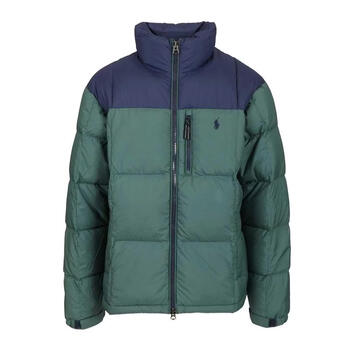 Polo ralph lauren men's down warm and cold-proof thickened color-blocked winter outdoor jacket casual green one size | l