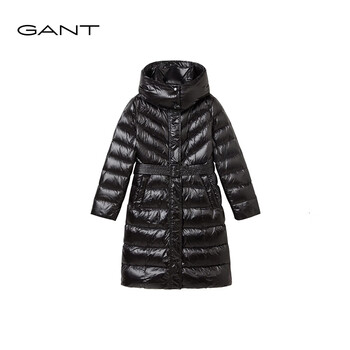 Gant25 winter new women's mid-length waist hooded soft temperament fashionable down jacket 500-black s