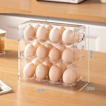 Anjieda egg storage refrigerator side door special egg rack rack drag and organize artifact insurance multi-purpose flip-layer egg box medium-three layers 24 eggs