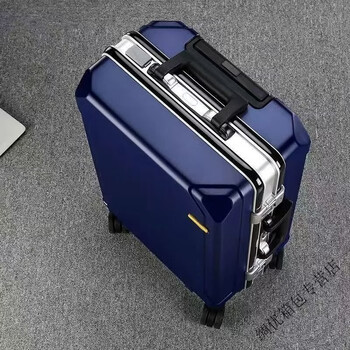 Ye yu luggage for male and female students, durable password box, boarding wheel trolley case, large-capacity suitcase, blue (pc alloy-thickened box-with charging port) 22 inches (accompanied by high-speed trains-jihuo)