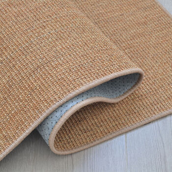 Fantasy stitched edge carpet living room bedroom coffee table bay window cat scratching board foot pad straw woven floor mat sisal dark brown (machine hemmed) 130 190cm