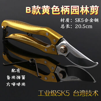 Juntuo japanese-style gardening scissors 8-inch fruit branch scissors garden picking pruning scissors gardener pruning scissors b style yellow handle garden scissors