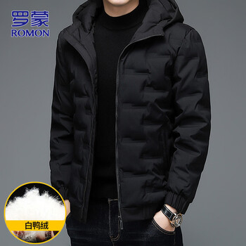 Romon down jacket men's winter thickened warm clothes stand collar casual cold-proof jacket black xl