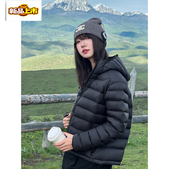 Chujing 2025 new ribs light down jacket women's short winter white duck down small hooded couple's jacket black s