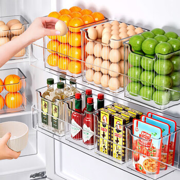 Home katei story refrigerator side door storage box egg carton food grade crisper refrigerator door refrigerator side storage box 5-piece set 1l