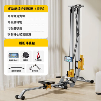 Mrcue multifunctional silent painting rowing machine dumbbell home indoor comprehensive training fitness equipment super fat burning basic app model silver gray flying bird pull rope high position