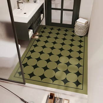 Wing fantasy 2025 new bathroom floor mat soft diatom mud bathroom water-absorbent anti-slip mat washstand toilet full floor mat xina green 80x80cm can be cut freely