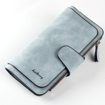 Baellerry domestic products carefully select new women's wallet-like matte fabrics with 30% off change, multiple card slots, long style, light blue