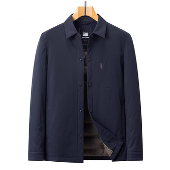 Kbxng jimba white goose down light thin down jacket men's short lapel autumn and winter new business casual brand jacket navy blue xl 180