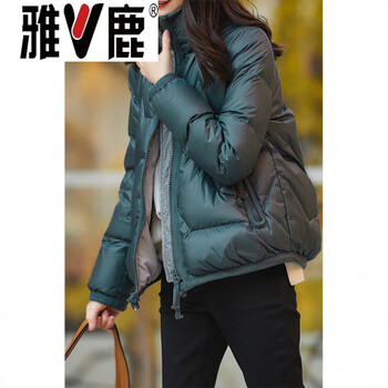 Yalu japanese light luxury 95 white goose down age-reducing warm short down jacket for women 2026 winter big goose thickened top goose down jacket 95% white goose down for women turquoise green m