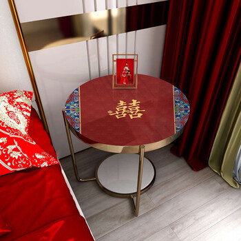 Yusenyi round table tablecloth soft plastic glass waterproof wedding red round table mat festive coffee table lantian wedding soft glass 1.5mm thick 60cm diameter round