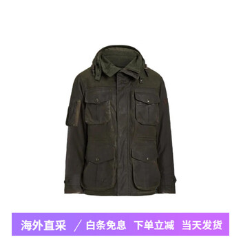 Polo ralph laurenoilclothdownjacket solid color hooded double placket long sleeve down jacket men's olive green olive green m