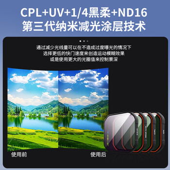 Midiu is suitable for 360acepro2 filter sports camera cpl polarizer nd8/16/32 light filter filter set protective mirror 360acepro accessories 360acepro filter daily universal four-piece set cpl+uv+heirou+nd16