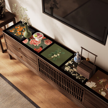 Caizhi tv cabinet mat long chinese style new tv cabinet table mat no-wash waterproof and oil-proof sideboard table mat shoe cabinet mat entrance hall qingshan luotuo 35*300cm