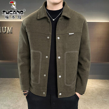 Woodpecker 90 white duck down jacket men's winter woolen thick warm loose short coldproof versatile men's jacket rr-yr25919 green m