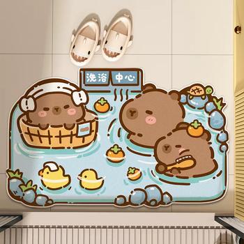 Yusenyi kapibala cartoon bathroom floor mat diatom mud toilet water-absorbent quick-drying foot mat non-slip and dirty resistant bathroom mat dy three kapibala ducks 40x60