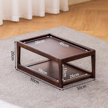 He jiagong walnut kang table double-layered small tea table japanese-style kang table tatami sitting tea table simple balcony bay window small tea table yinfeng kang table 50cm