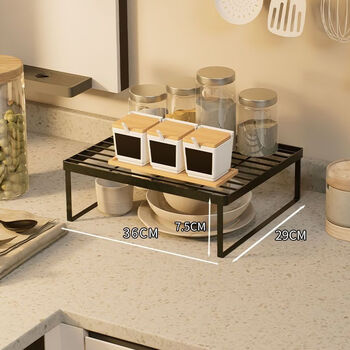 Fantasy kitchen layered storage rack home countertop cabinet partition storage rack seasoning plate pot rack desktop bowl rack extra large 360x290mm yahei height 7.5cm the lower layer can hold dishes