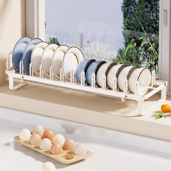 Wooden grid dish storage rack drain rack kitchen storage rack countertop drain rack plate rack tableware drain rack sink side dish rack - white