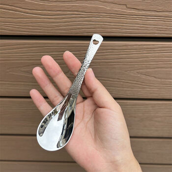 Yusenyi retro-style hammered spoon, stainless steel hammered spoon, household thickened table spoon, children's eating spoon, high-looking dessert spoon, end of sale soon, stone patterned spoon 6 pieces