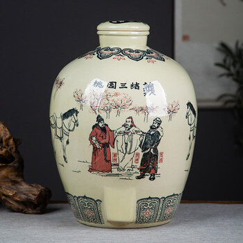 Tuojin ceramic wine jar 10/20/30/50 jin empty wine bottle household cellar sealed wine cylinder jar ancient style 10 jin huang sanjie flat cover no holes_no